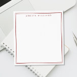 Bloc De Notas Monograma Rojo Minimalista Dos Bordes<br><div class="desc">Crea tus propias libretas personalizadas con tipografía elegante y chic en rojo,  monograma de nombre y diseño de dos líneas de borde.</div>