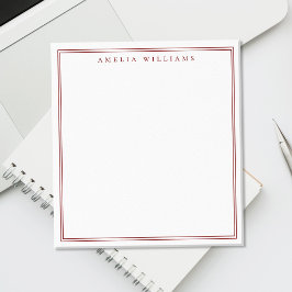 Bloc De Notas Monograma Rojo Minimalista Dos Bordes