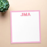 Bloc De Notas Monograma rojo rosado moderno simple<br><div class="desc">Cree su propia papelería monográfica personalizada con sus iniciales personalizados o su nombre en tipografía minimalista moderna.</div>