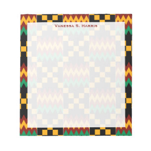Bloc De Notas Monograma Rojo Tela Kente de Kwanzaa Negra Amarill