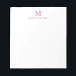 Bloc De Notas Monograma rosa clásico-moderno de glotonería magen<br><div class="desc">El diseño presenta un monograma inicial personalizado y un nombre en una fuente tipográfica simple y moderna.</div>