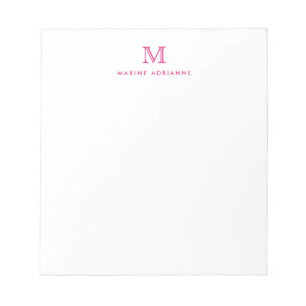 Bloc De Notas Monograma rosa clásico-moderno de glotonería magen