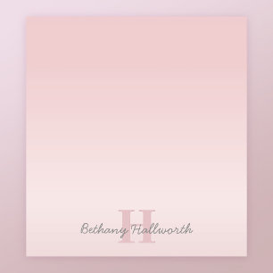 Bloc De Notas Monograma rosa de Personalizable corto y script de