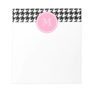Bloc De Notas Monograma rosa negro y blanco con Houndstap