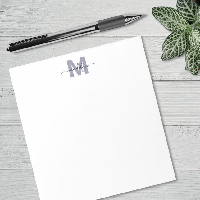 Bloc De Notas Monograma Sencillo Azul Marino (Navy Blue Simple Monogram Notepad )