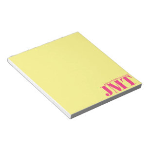 Bloc De Notas Monograma simple amarillo claro y rosa brillante