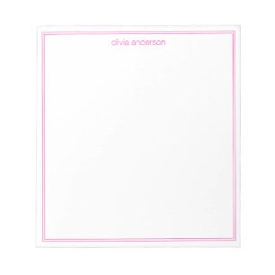 Bloc De Notas Monograma simple Minimalista rosa de dos bordes