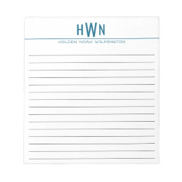 Bloc De Notas Monograma Simple Moderno y Audaz para Hombres