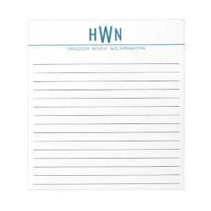 Bloc De Notas Monograma Simple Moderno y Audaz para Hombres