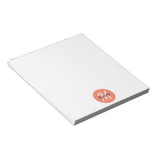 Bloc De Notas Monograma simple naranja y blanco moda clásica