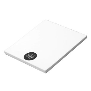 Bloc De Notas Monograma simple negro y blanco trendy clásica