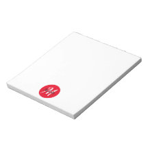 Monograma simple rojo y blanco trendy clásica