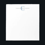 Bloc De Notas Monograma simple y personalizado y nombre en azul<br><div class="desc">Monograma simple y personalizado y nombre en el Bloc de notas azul turbio</div>