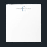 Bloc De Notas Monograma simple y personalizado y nombre en azul<br><div class="desc">Monograma simple y personalizado y nombre en el Bloc de notas azul turbio</div>