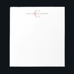 Bloc De Notas Monograma simple y personalizado y nombre en rosa<br><div class="desc">Monograma simple y personalizado y nombre en el Bloc de notas rosa</div>