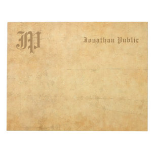 Bloc De Notas Monograma Texto manuscrito Plantilla de cosecha de