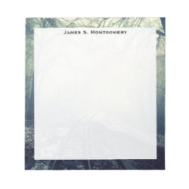 Bloc De Notas Monograma Tren Rastreo Rastreo Vegetación De Nieve