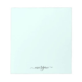 Bloc De Notas Monograma Verde Azul Femenino Moderno Script Perso