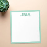 Bloc De Notas Monograma Verde azulado simple y moderno<br><div class="desc">Cree su propia papelería monográfica personalizada con sus iniciales personalizados o su nombre en tipografía minimalista moderna.</div>
