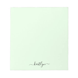 Bloc De Notas Monograma Verde Femenino Moderno Personalizado