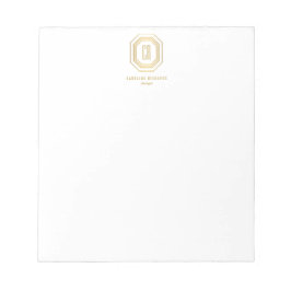 Bloc De Notas Monograma vintage Art Deco dorado/blanco