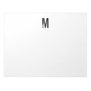Bloc De Notas Monograma y nombre negrita personalizado moderno