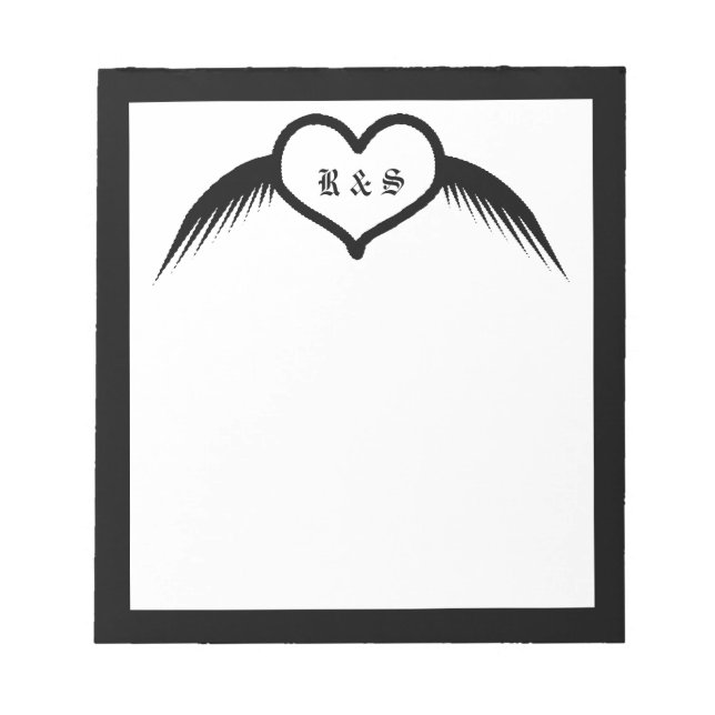 Bloc De Notas Monogramado Boda gótico Personalizado del corazón  (Frente)