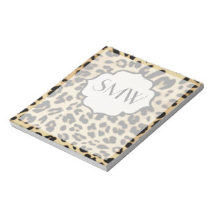 Bloc De Notas Monogramado de impresión Sassy Leopard