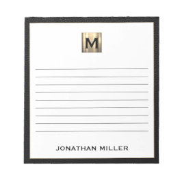 Bloc De Notas Monogramado Lined Notepad Black Gold Inicial