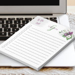 Bloc De Notas Monogramado Para Hacer Lista De Floral De Acuarela<br><div class="desc">Personalice esta nota de bonito con su monograma. La plantilla está configurada para que agregue su nombre e inicial (pero puede dejar cualquiera de las secciones en blanco si prefiere tener una u otra). Este diseño floral de acuarela femenina tiene flores moradas y blancas de bonito con un follaje verde...</div>