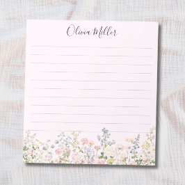 Bloc De Notas Monogrammed Colorful Flower Garden Floral Lined