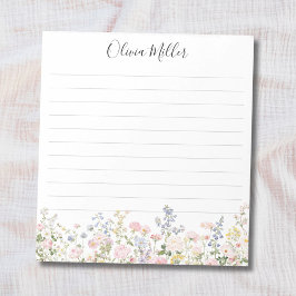 Bloc De Notas Monogrammed Colorful Flower Garden Floral Lined