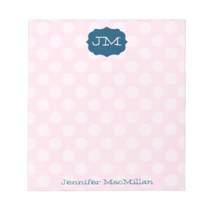 Bloc De Notas Monogrammed Preppy Notepad, Pink & Navy,