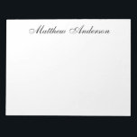 Bloc De Notas Monogrammed Script<br><div class="desc">This 11 x 8.5 notepad with 40 pages with your name in a simple, modern yet traditional script font is perfect for writing notes to office personnel, family, and friends. Having it nearby will be convenient and make jotting notes down simple. It makes a great gift for any distinguished man....</div>