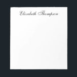 Bloc De Notas Monogrammed Script<br><div class="desc">This 5.5 x 6 notepad with 40 pages with your name in a beautiful, modern yet traditional script font in black is perfect for writing notes to office personnel, family, and friends! You will love having it to jot things down on. It makes a great gift for any distinguished woman....</div>