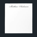 Bloc De Notas Monogrammed Script<br><div class="desc">This 5.5 x 6 notepad with 40 pages with your name in a simple, modern yet traditional script font in black is perfect for writing notes to office personnel, family, and friends. Having it nearby will make taking notes or jotting down ideas easy and convenient. It makes a great gift...</div>