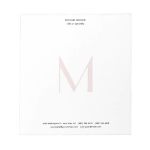 Bloc De Notas Monogramo profesional sencillo moderno Minimalista