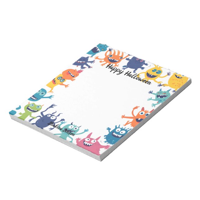 Bloc De Notas Monstruo lindo Feliz Halloween (Lado Izquierdo)