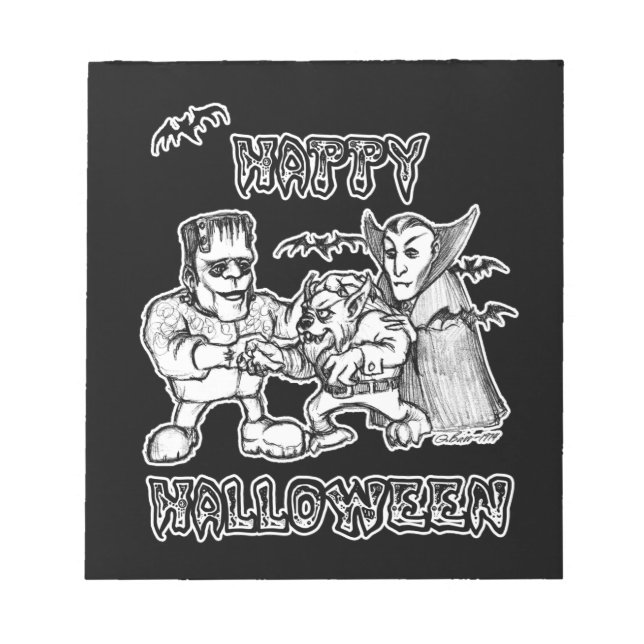 Bloc De Notas Monstruos divertidos - Feliz Halloween (Frente)