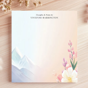 Bloc De Notas Montañas Pastel Escenario Floral Nombre Personaliz