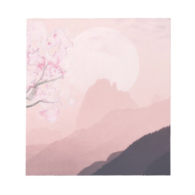 Bloc De Notas Montañas Rosa Malva y Horizonte de Sol (Frente)