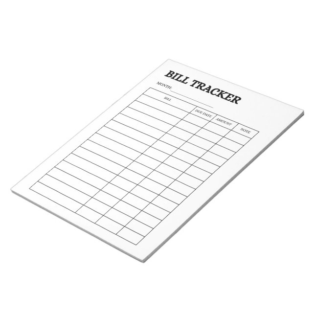 Bloc De Notas Monthly Bill Tracker Notepad (Lado Derecho)