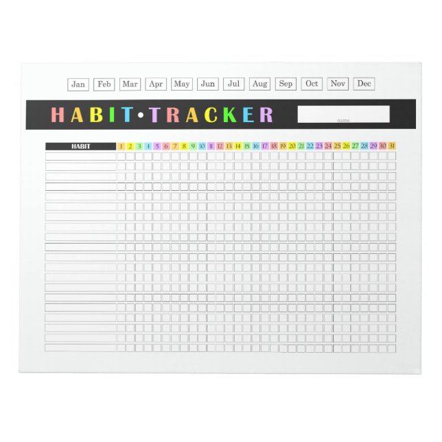 Bloc De Notas Monthly Habit Tracker Rainbow (Frente)