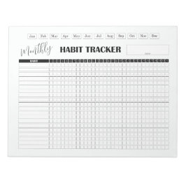 Bloc De Notas Monthly Habit Tracker White