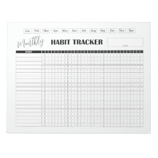 Bloc De Notas Monthly Habit Tracker White