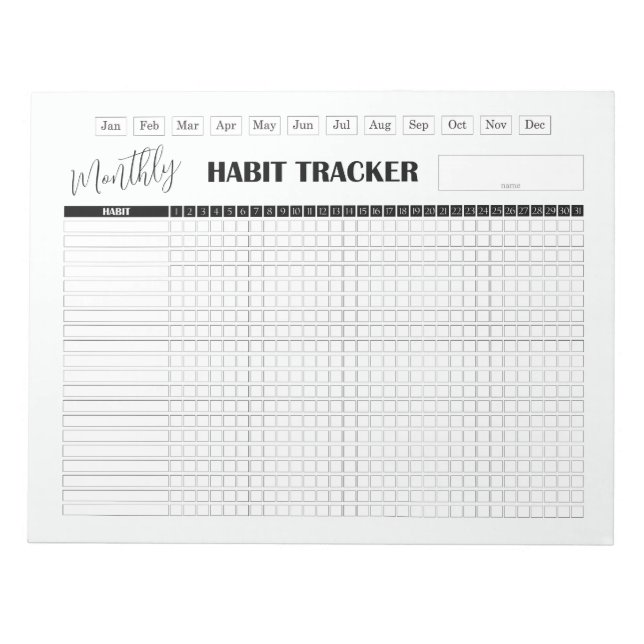 Bloc De Notas Monthly Habit Tracker White (Frente)