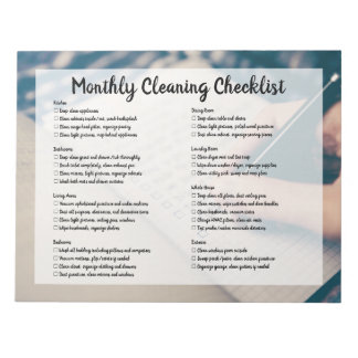 Bloc De Notas Monthly House Cleaning Checklist