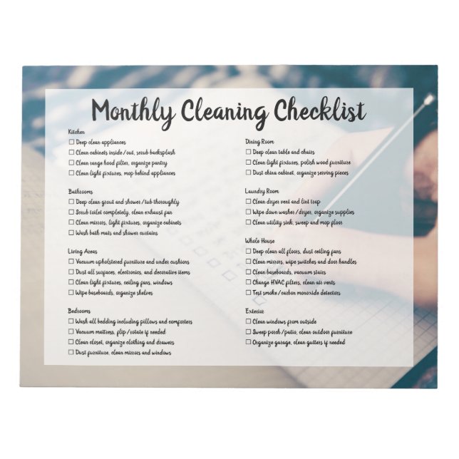 Bloc De Notas Monthly House Cleaning Checklist (Frente)