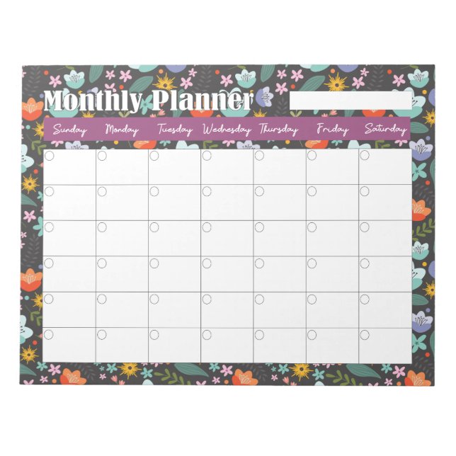 Bloc De Notas Monthly Planner Spring Colorful Flowers  (Frente)
