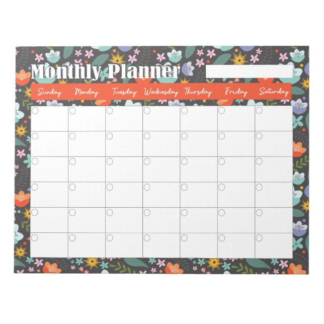 Bloc De Notas Monthly Planner Spring Colorful Flowers  (Frente)